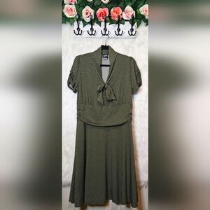 RETROLicious Polka-Dot Bow-Neck Vintage Flare Dress